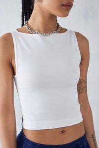 BDG Urban Outfitters SLASH NECK TANK - Top - white