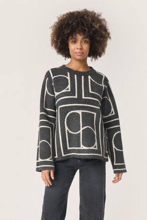 Soaked in Luxury SELTA REGULAR - Pullover - black w white monogram