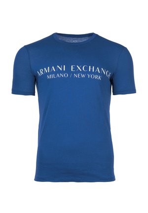 SCHRIFTZUG RUNDHALS STRETCH - T-Shirt print - blau lapis blue