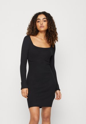 UNDERBUST SEAM SWEATER DRESS - Laisvo kirpimo suknelė - black