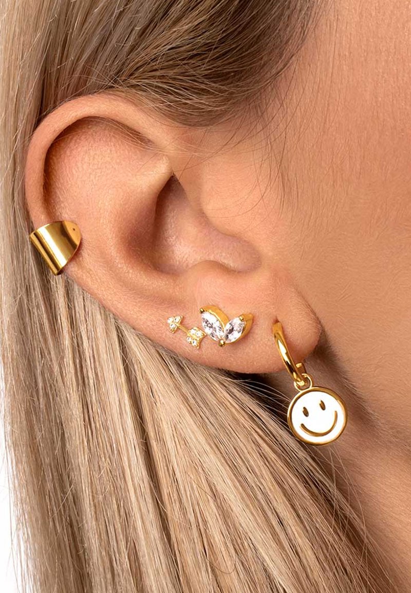 SINGULARU - Orecchini Candy Colors. Ottone con Placcatura Oro 18Kt. Lunghi e Pendenti con Cristalli Colorati e Zirconi. Chiusura Click/Congo. Gioielli da Donna