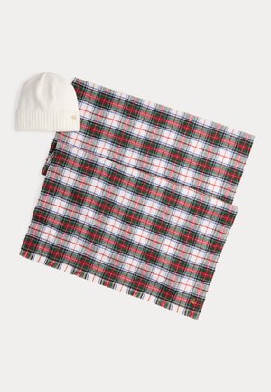 PLAID WRAP SCARF & KNIT BEANIE SET - Čiapka - cream stewart