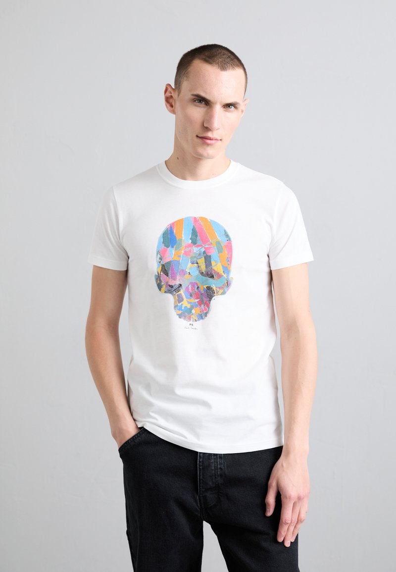 PS Paul Smith MENS SLIM FIT MULTI SKULL - Print T-shirt - whites