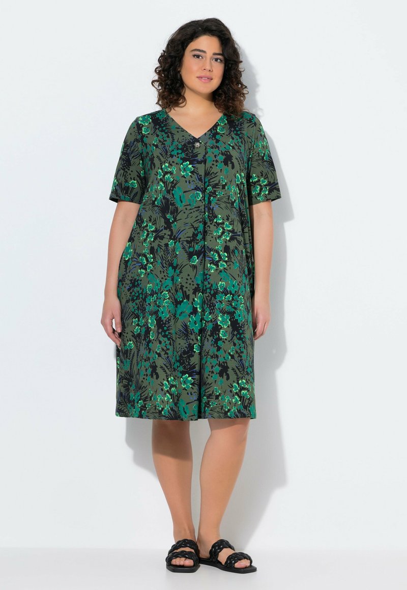 Ulla Popken PRINT - Trikoomekko - olive grey