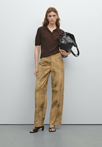 Massimo Dutti Polo shirt - mottled dark brown