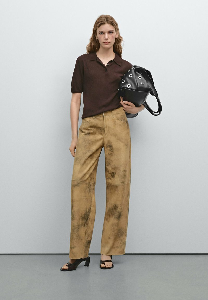 Massimo Dutti Polo shirt - mottled dark brown