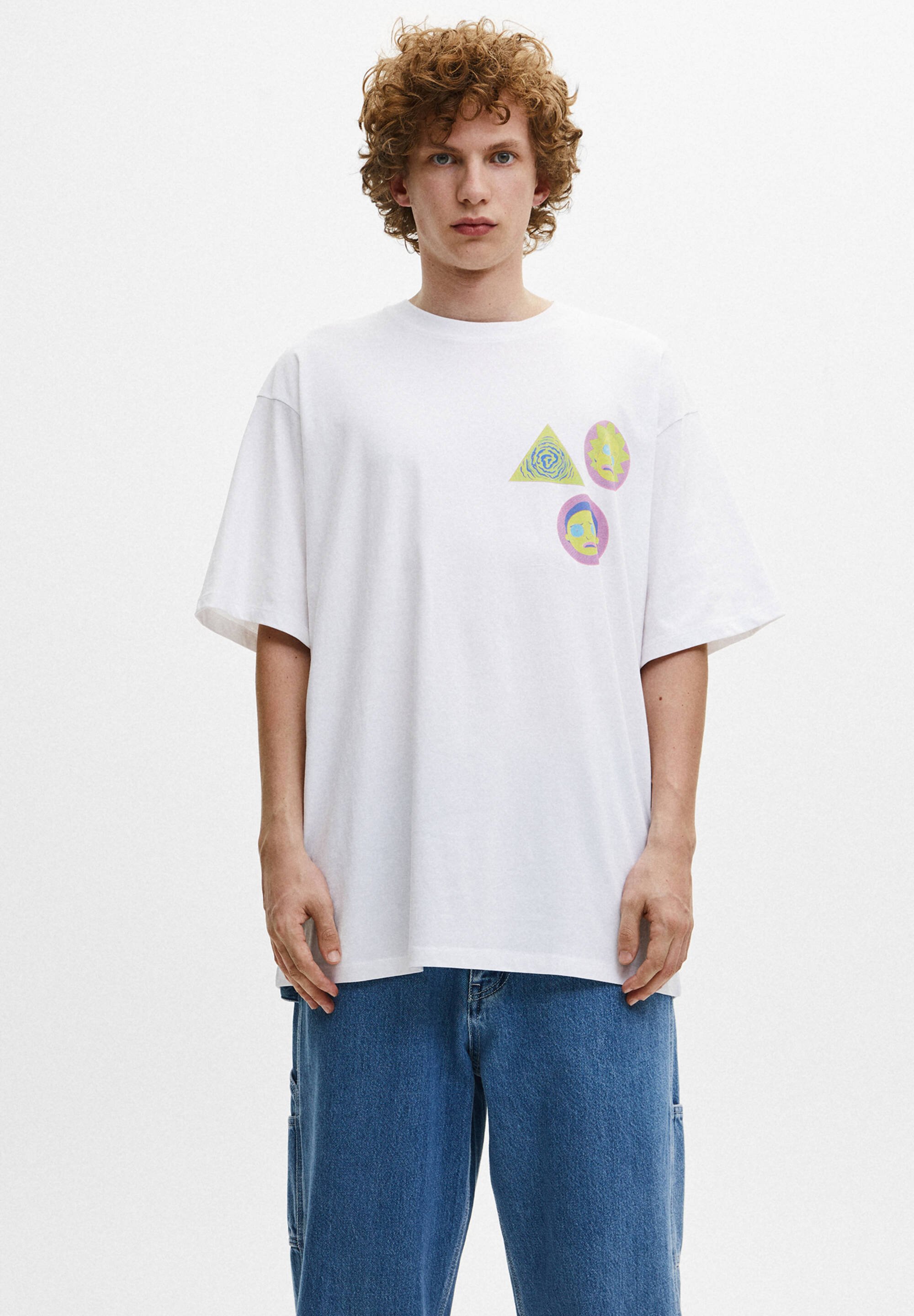 PULL\u0026BEAR RICK \u0026 MORTY - T-shirt print - white/wit - Zalando.nl