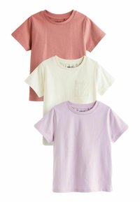 Next 3 PACK REGULAR FIT - T-shirts basic - ecru pink purple