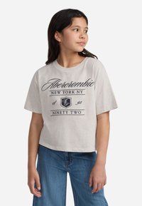 Abercrombie & Fitch CREST BOXY TEE - T-Shirt print - oatmeal heather