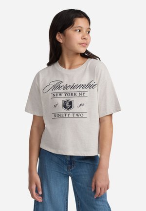 Abercrombie & Fitch CREST BOXY TEE - T-shirts med print - oatmeal heather