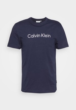 RAISED STRIPED LOGO - T-shirt con stampa - navy