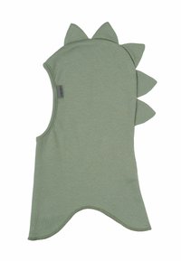 Groene mouwloze top met een ronde zoom, met getextureerde spikes langs de capuchon. Zachte stof met een klein logotag aan de zijkant.