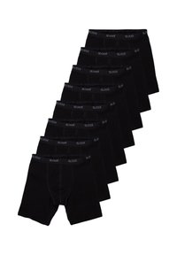 Boxer shorts neri elasticizzati, realizzati in tessuto morbido, con cintura con branding SLOGGI. Confezione da dieci, design uniforme senza fantasie.