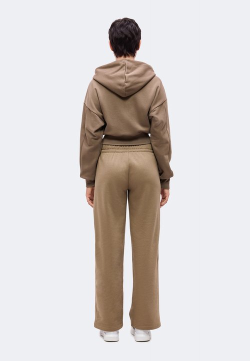 adidas ESSENTIALS SMALL LOGO FEEL COZY OPEN HEM PANTS - Tracksuit bottoms - khaki six/white — photo 3