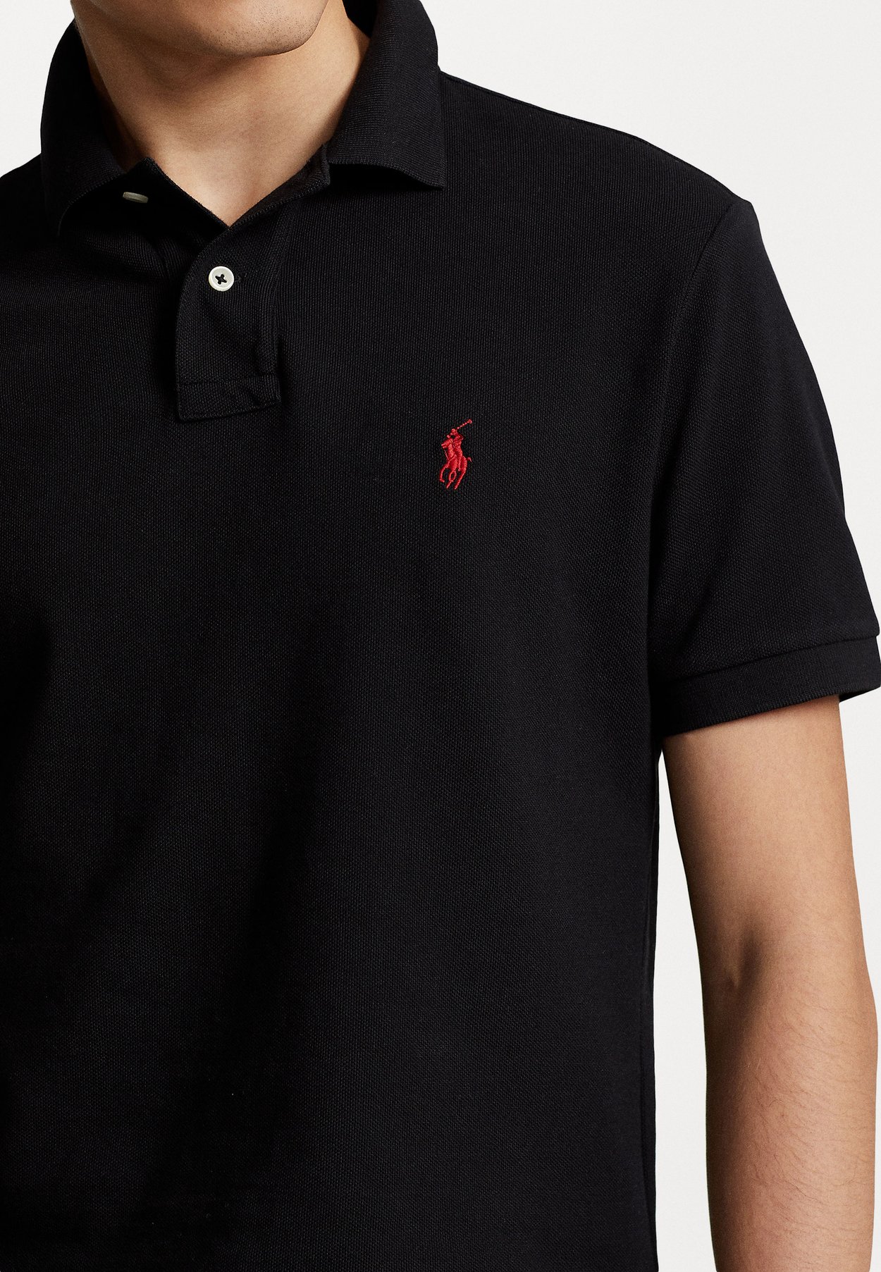 Polo Ralph Lauren Slim Fit Mesh Polo - Negro