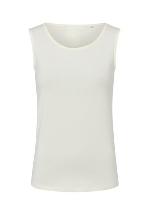 White sleeveless round-neck tank top with a smooth texture, displayed on a plain white background.