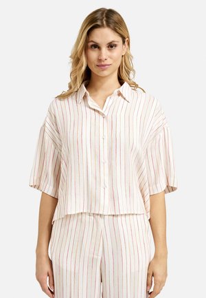CROPPED MIT STREIFENMUSTER - Button-down blouse - sand