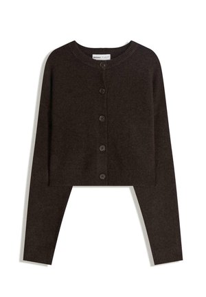 SOFT TOUCH BUTTONED - Cardigan - dark brown