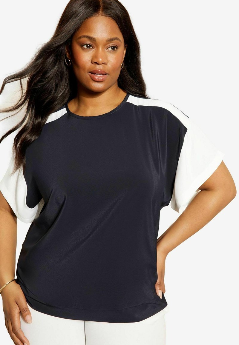 Curves Like These SHORT SLEEVE ROUND NECK  - REGULAR FIT - Blusa - navy blue