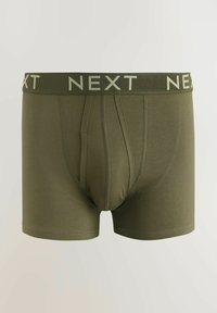 Boxeri verzi măslinii cu o talie moale pe care scrie "NEXT" cu litere verzi deschise, concepuți pentru o potrivire strânsă și confecționați dintr-un amestec de bumbac.