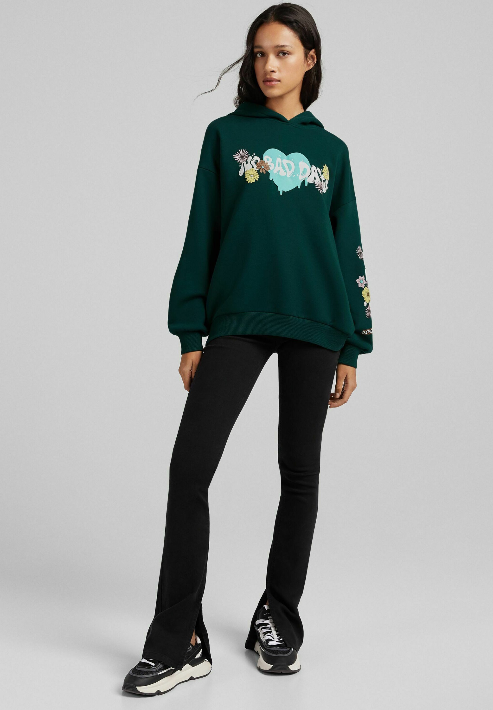 Bershka Felpa con cappuccio - dark green/verde scuro - Zalando.it