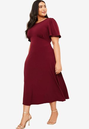 Friends Like These ITY FLUTTER SHORT SLEEVE MIDI - Vestito casual - burgundy red