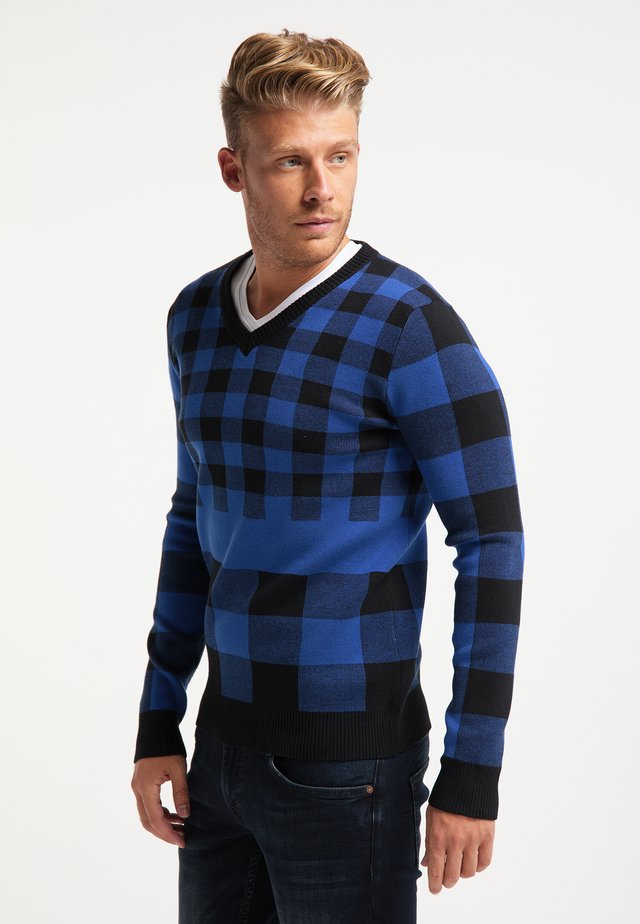 Strikpullover /Striktrøjer - blau schwarz