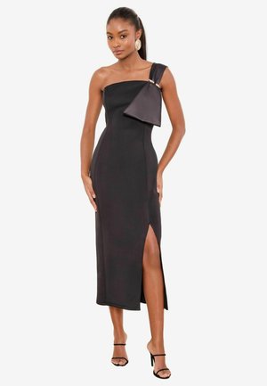 ONE SHOULDER ASYM BODYCON MIDI  - Rochie tip creion - black