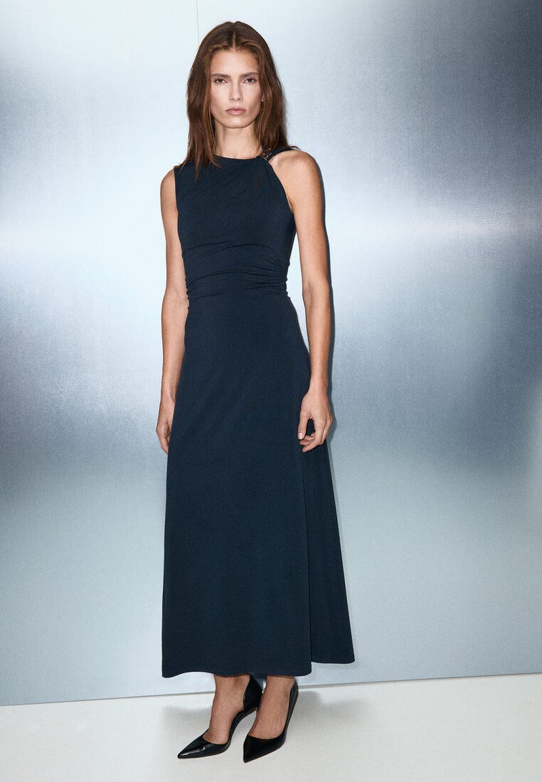 us marines dress blues Daisy Blue Mango Print Georgette Angharkha Gown – Byutify.in main image 1