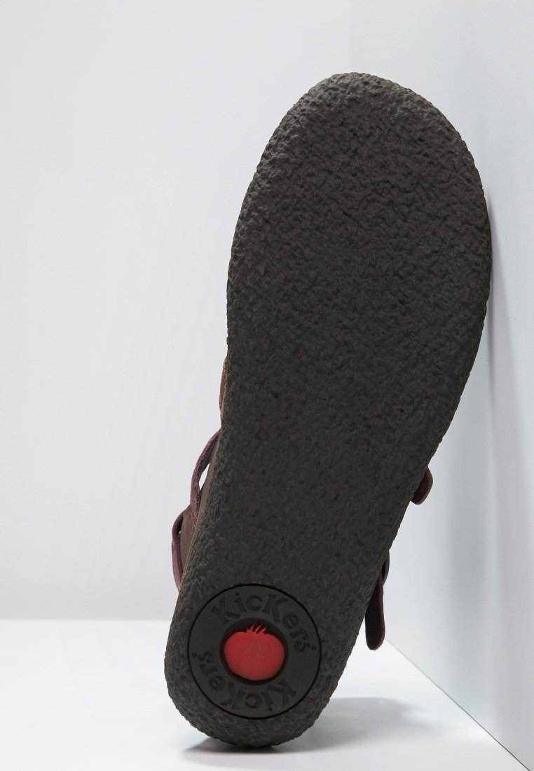 Ballerines Kickers Vintage En Cuir Et Textile Beige Brodé Marron - Taille 39, Occasion