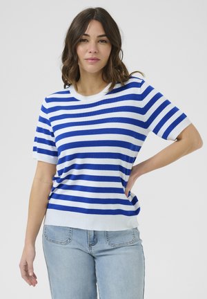 Kaffe Print T-shirt - chalk surf the web stripes