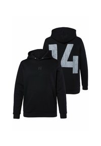 Felpa nera con cappuccio, tasca frontale a marsupio, grafica grigia "14" sul retro e piccolo logo sul petto anteriore. Tessuto morbido, vestibilità regolare.