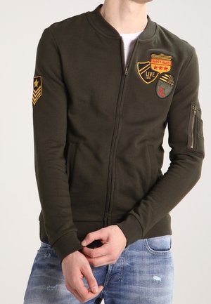 Sweater met rits - khaki