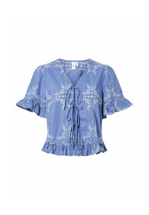 YAS, SHORT SLEEVED BLOUSE YASELLIE TIE - Blouse - marina