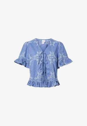 YAS, SHORT SLEEVED BLOUSE YASELLIE TIE - Blouse - marina