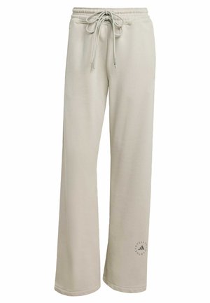 Beige sweatpants met wijde pijpen, een elastische tailleband, een aantrekkoord aan de voorkant en een discreet logo vlak bij de linker enkel.