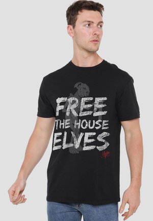 Harry Potter, HARRY POTTER FREE THE HOUSE ELVES BIG TEXT - Print T-shirt - black