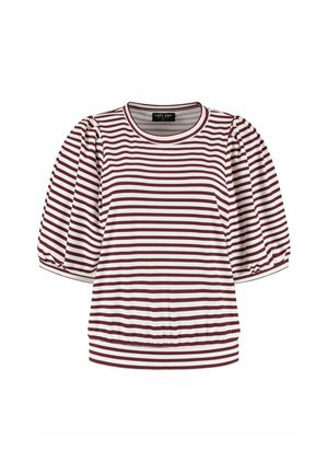 AMIE - T-shirt print - dark red white