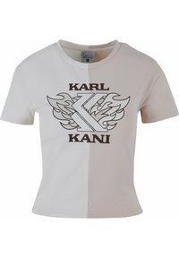 Karl Kani RETRO BLOCK CROP  - Triko s potiskem - offwhite lightsand
