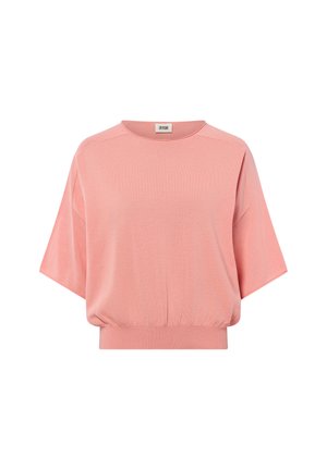 Weicher, kurzer Pullover in Rosa mit weiten Ärmeln, rundem Ausschnitt und figurbetontem, geripptem Bund.