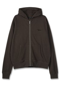 SIGNAR - Športna jopa s kapuco na zadrgo - washed walnut brown / black