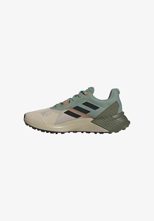 adidas Performance SOULSTRIDE - Trail running shoes - silver green core black   semi impact orange