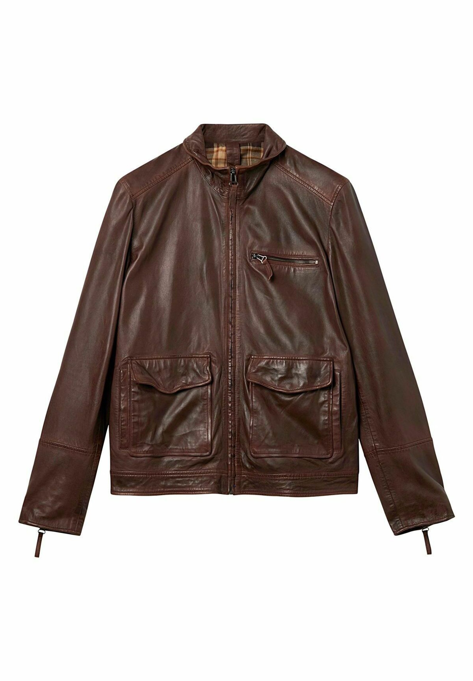 Veste En Cuir Véritable Conbipel Pour Femme - Taille L - Marron Vintage - Doublure Fourrure