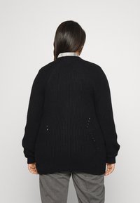 MY TRUE ME TOM TAILOR CARDIGAN BUTTONED AJOUR STITCH - Casaco de malha - deep black