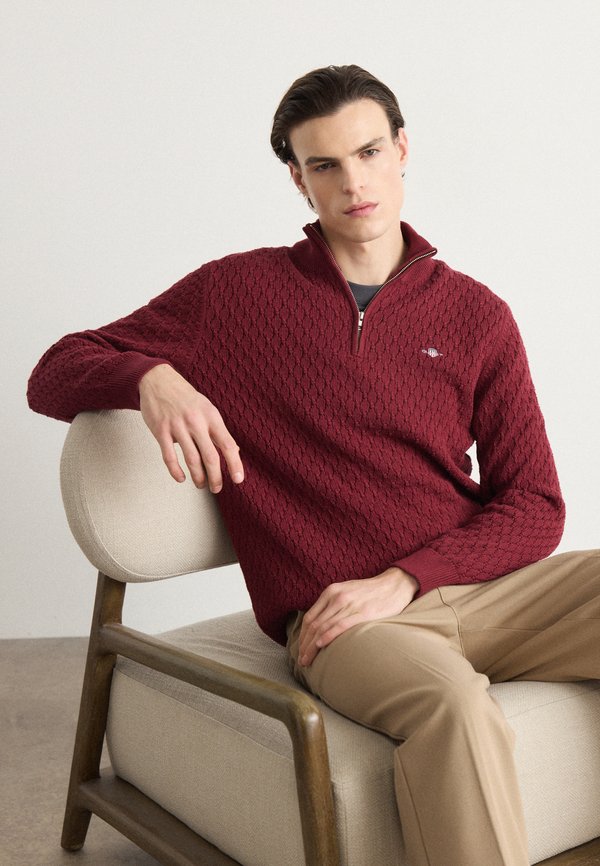 TEXTURED HALF ZIP - Jumper