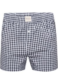 Boxers en coton à motif vichy noir et blanc. Dotés d'une fermeture à bouton à l'avant et d'une taille élastique.