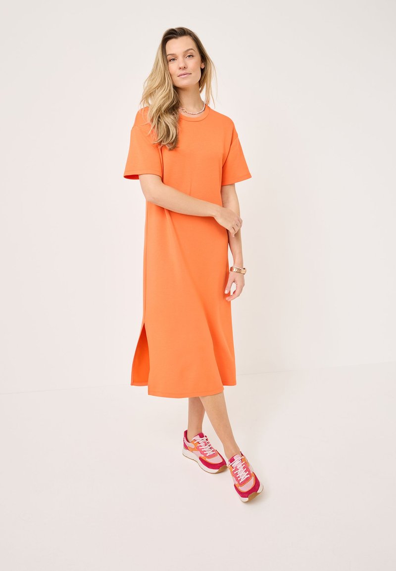 open lace back dress Orange Vest Top and Midi Skirt Set