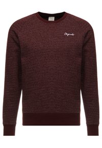 Bordeauxrotes Sweatshirt mit strukturierter Musterung und gerippten Bündchen. Mit weißem, gesticktem "Originals"-Logo auf der Brust. Rundhalsausschnitt.