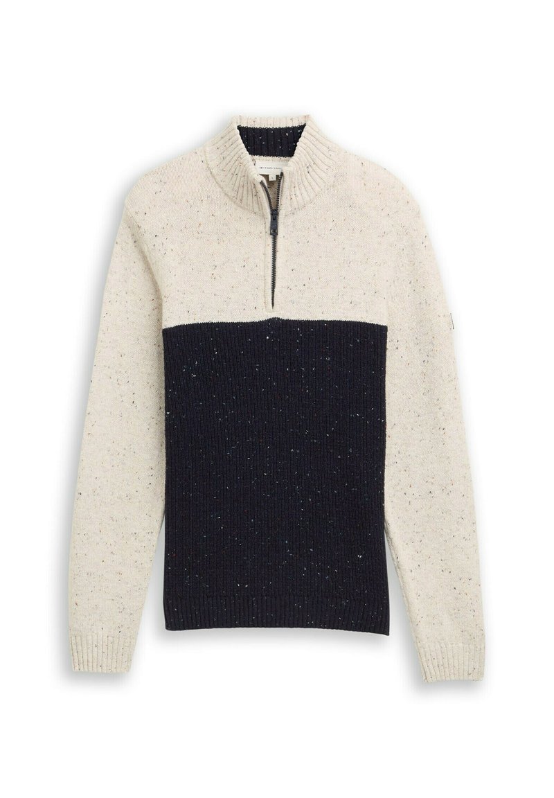 TOM TAILOR STRUCTURED TROYER Strickpullover offwhite navy