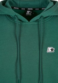 Felpa con cappuccio verde dal tocco morbido, con coulisse e un piccolo logo bianco ricamato sul petto.